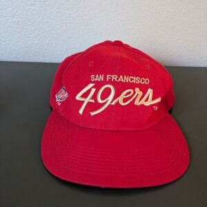 VTG 90s Adult Sports Specialties NFL San Francisco 49ers Red Dome Script Hat
